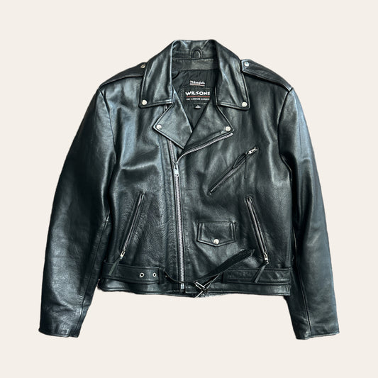 Leather Biker Jacket Size L