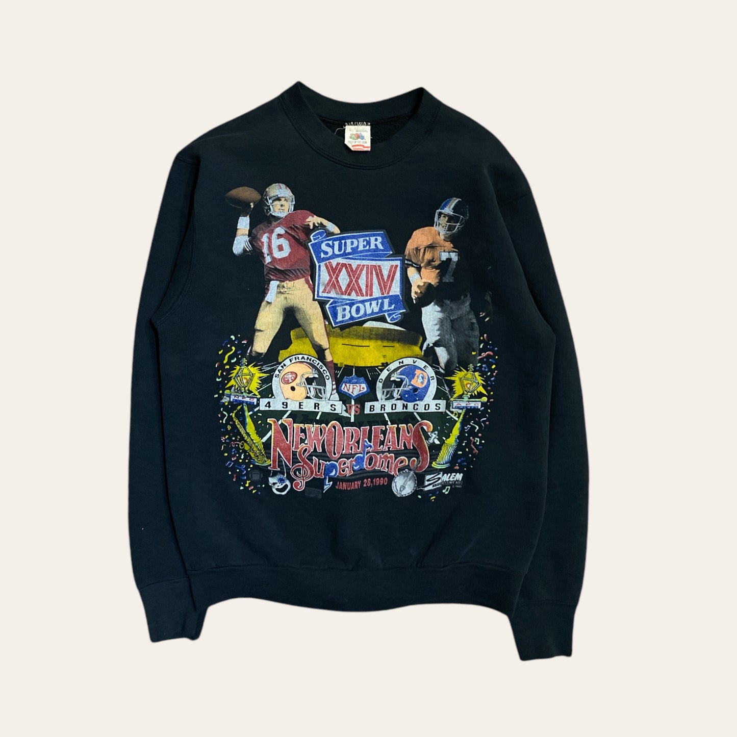 1990 NFL Superbowl Sweater Black Size L