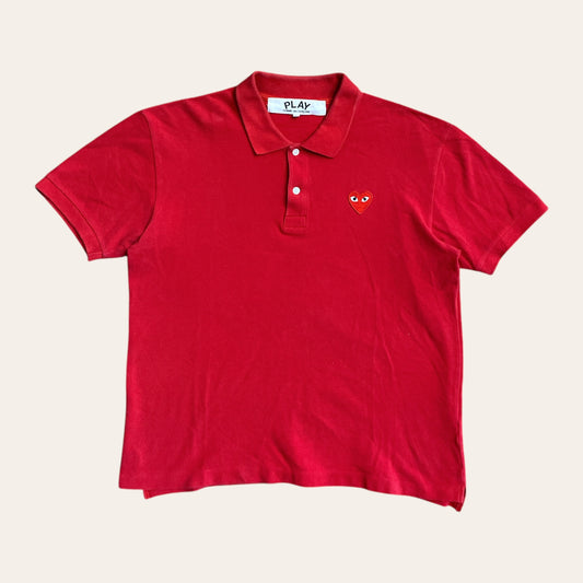 CDG Polo T-Shirt Red Size L