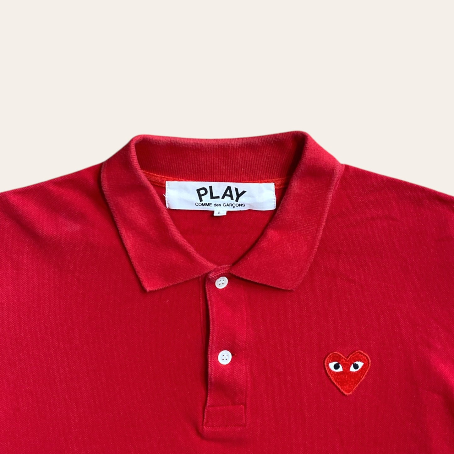 CDG Polo T-Shirt Red Size L