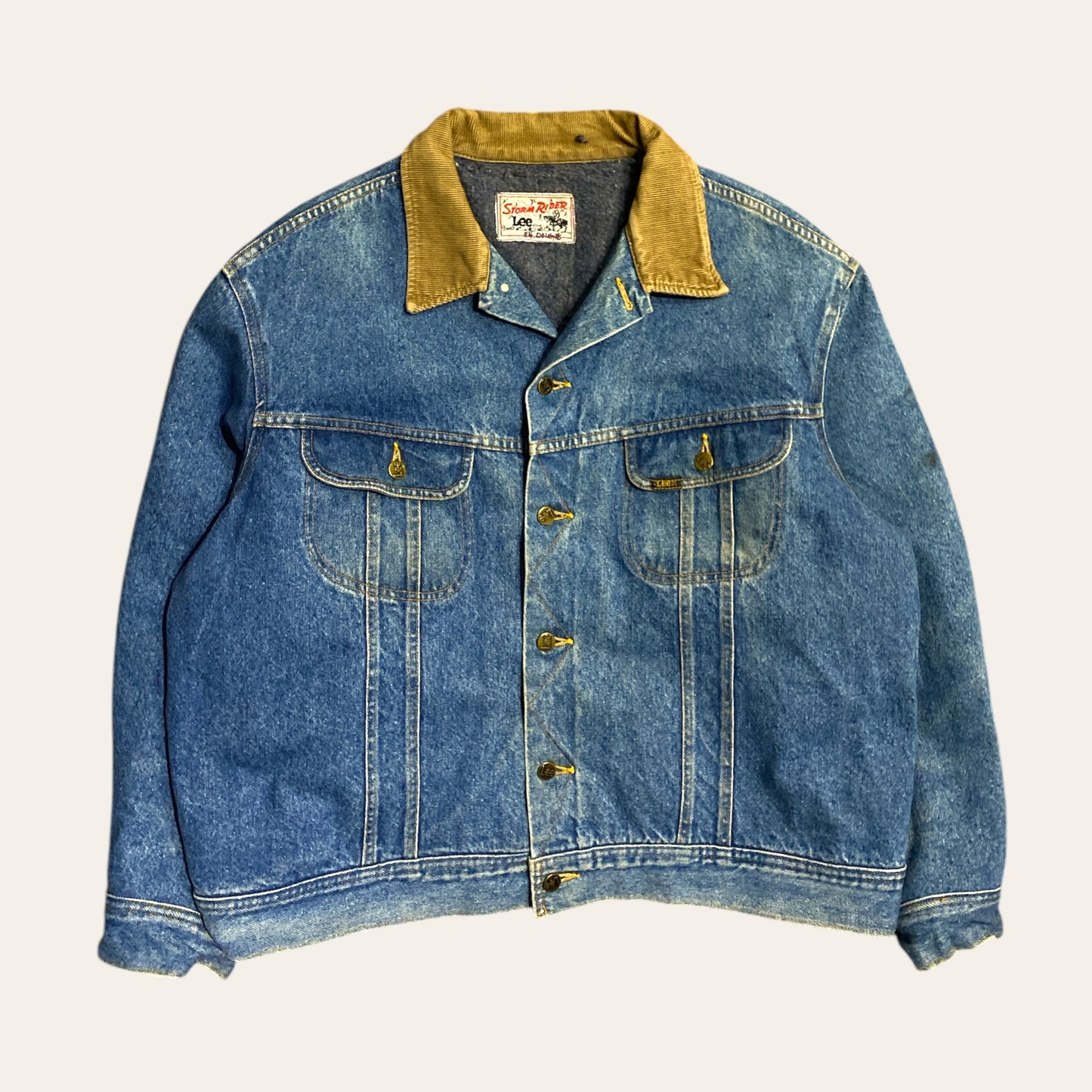 70s Lee Storm Rider Wool Lined Denim Jacket Size XL