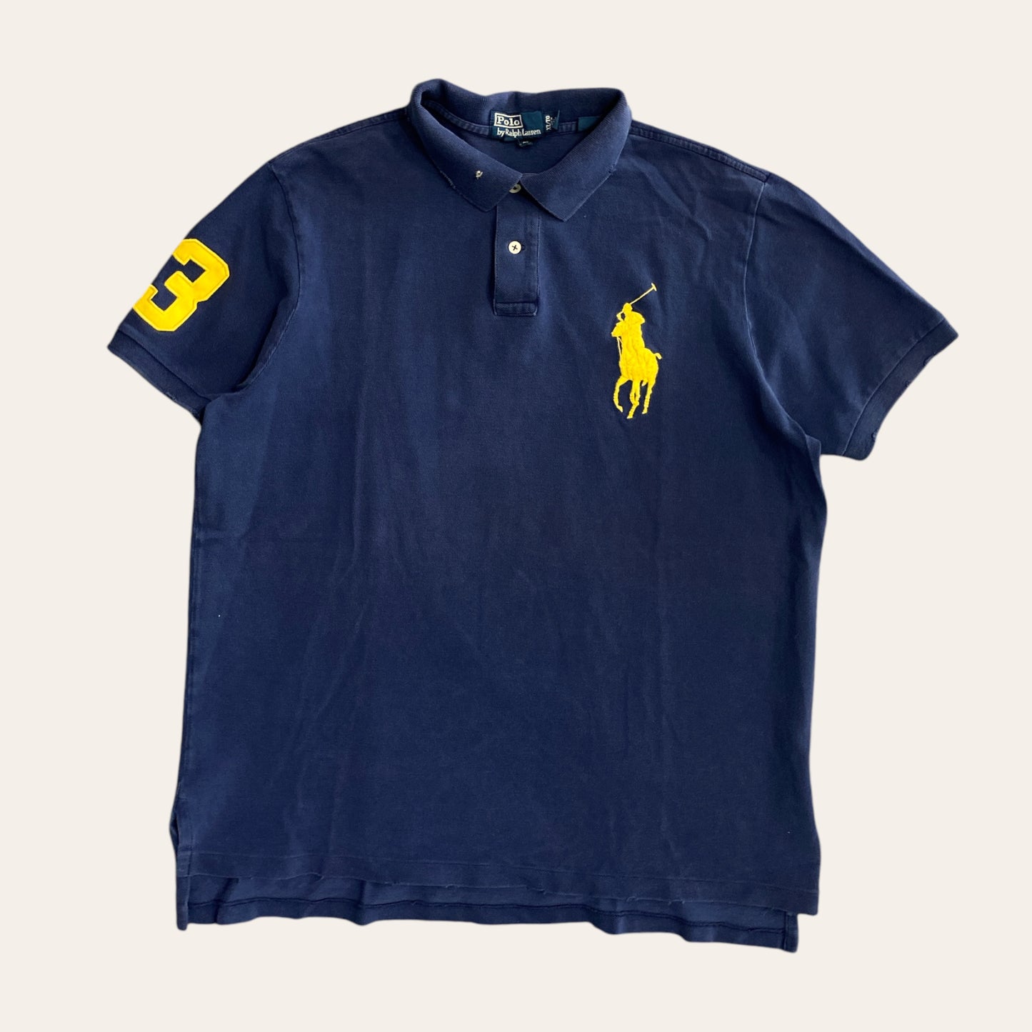 00s Polo RL Big Horse Polo Shirt Navy/Yellow Size XL