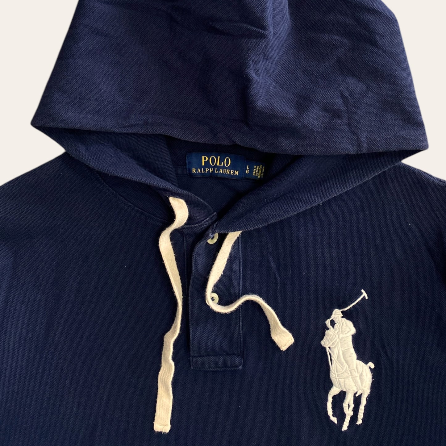 Polo RL Big Horse 1/4 Button Up Hoodie Size L