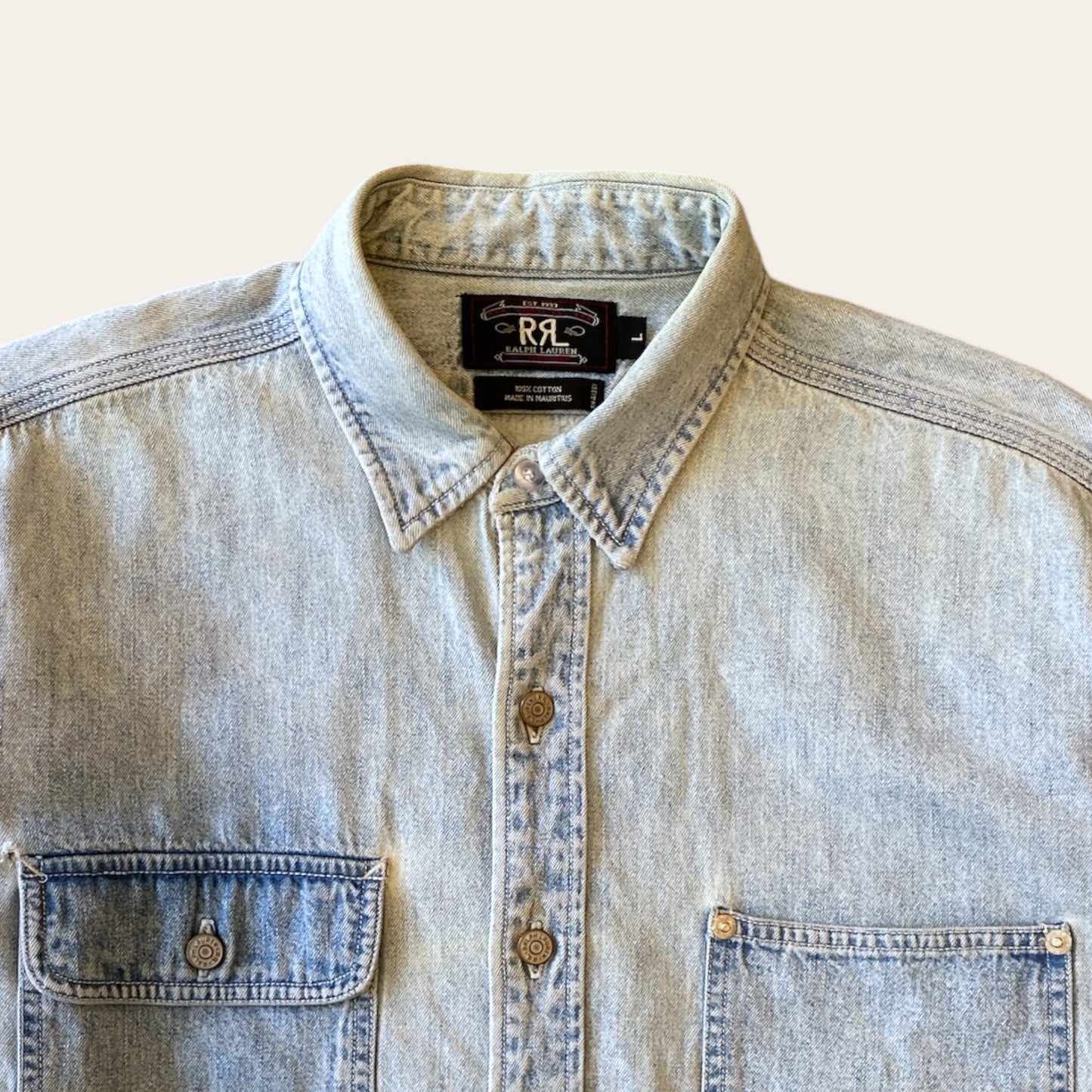 RRL Denim Button Up Shirt Size L